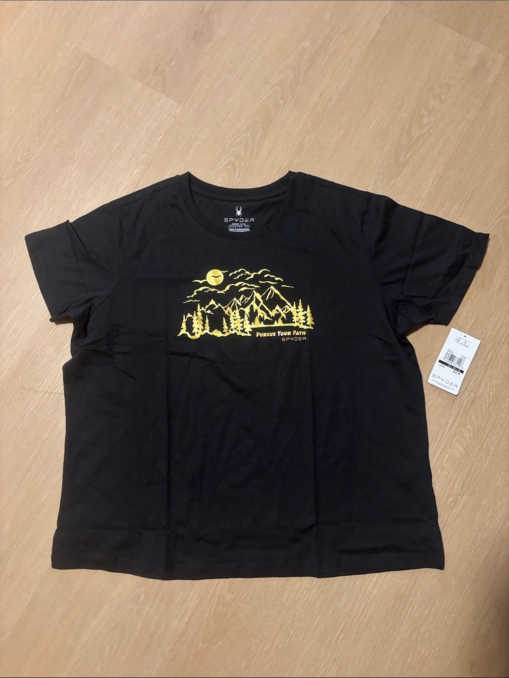 NWT Spyder Black Pursue Your Path Graphic Short Sleeve Tee size 1X